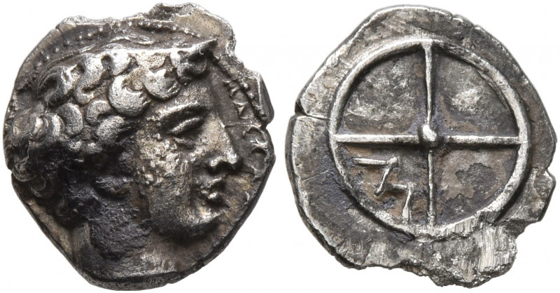 GAUL. Massalia. Circa 410-380 BC. Obol (Silver, 10 mm, 0.77 g). MAΣΣAΛ[IΩT-AN] H...
