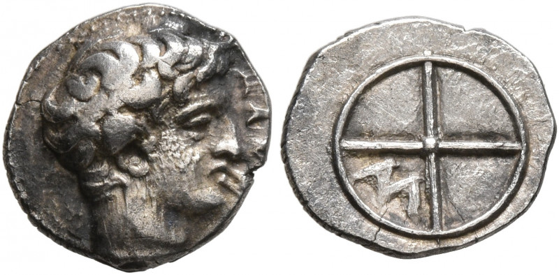 GAUL. Massalia. Circa 410-380 BC. Obol (Silver, 10 mm, 0.80 g). MAΣ[ΣAΛI] Horned...