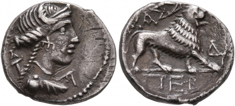 GAUL. Massalia. Circa 90-50 BC. Drachm (Silver, 16 mm, 2.67 g, 6 h). Draped bust...