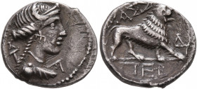 GAUL. Massalia. Circa 90-50 BC. Drachm (Silver, 16 mm, 2.67 g, 6 h). Draped bust of Artemis to right, wearing stephane, bow and quiver over shoulder; ...