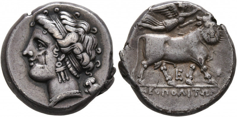 CAMPANIA. Neapolis. Circa 275-250 BC. Didrachm or Nomos (Subaeratus, 19 mm, 7.33...