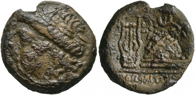 CAMPANIA. Neapolis. 250-225 BC. AE (Bronze, 18 mm, 4.86 g, 12 h). Laureate head ...