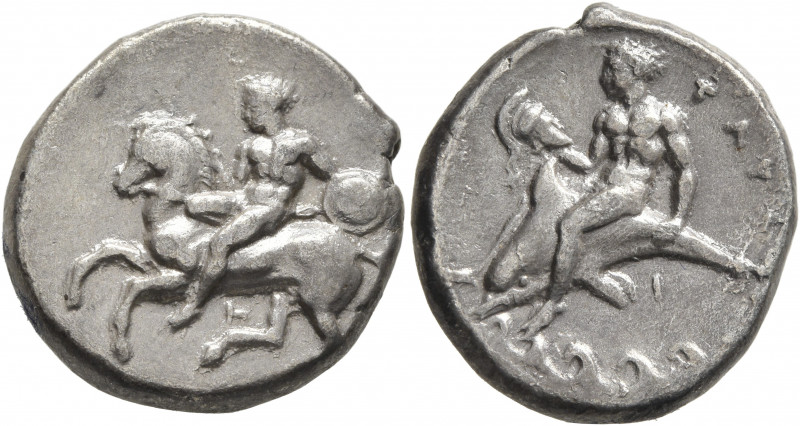 CALABRIA. Tarentum. Circa 344-340 BC. Didrachm or Nomos (Silver, 21 mm, 7.91 g, ...