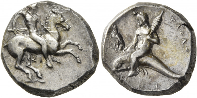 CALABRIA. Tarentum. Circa 325-280 BC. Didrachm or Nomos (Silver, 19 mm, 7.83 g, ...