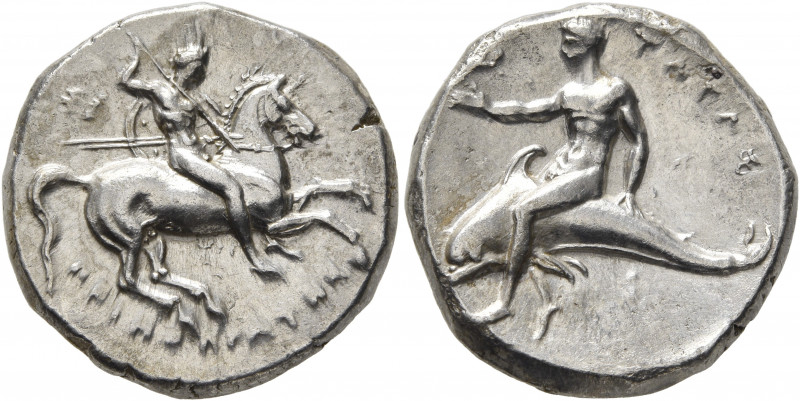 CALABRIA. Tarentum. Circa 280-272 BC. Didrachm or Nomos (Silver, 20 mm, 7.80 g, ...