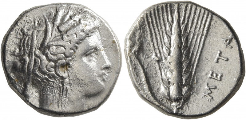 LUCANIA. Metapontion. Circa 340-330 BC. Didrachm or Nomos (Silver, 20 mm, 7.80 g...