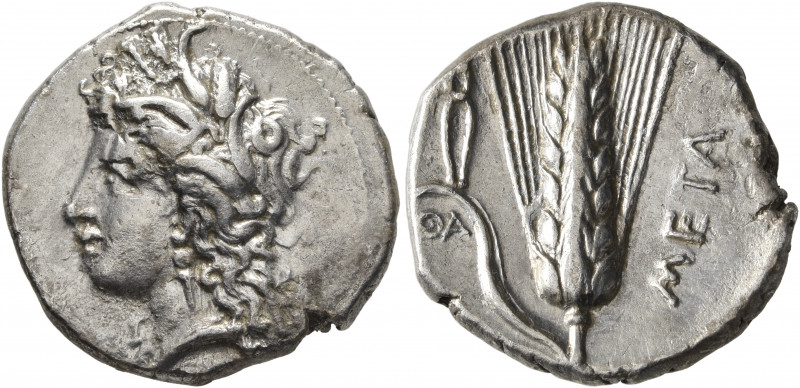 LUCANIA. Metapontion. Circa 330-290 BC. Didrachm or Nomos (Silver, 22 mm, 7.79 g...