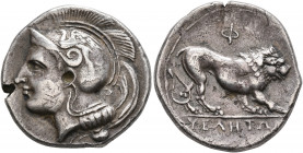 LUCANIA. Velia. Circa 340-334 BC. Didrachm or Nomos (Subaeratus, 22 mm, 6.35 g, 3 h), a contemporary plated imitation. Head of Athena to left, wearing...
