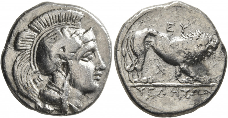 LUCANIA. Velia. Circa 340-334 BC. Didrachm or Nomos (Silver, 21 mm, 7.22 g, 1 h)...