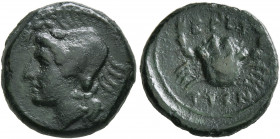 BRUTTIUM. The Brettii. Circa 211-208 BC. Quarter Unit (Bronze, 14 mm, 2.23 g, 7 h). Head of Amphitrite to left, wearing crab headdress. Rev. BPET-TIΩN...