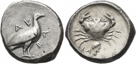 SICILY. Akragas. Circa 480/478-470 BC. Didrachm (Silver, 20 mm, 8.14 g, 4 h). AK-RA Eagle standing right with closed wings. Rev. CA-Σ Crab; below, mal...