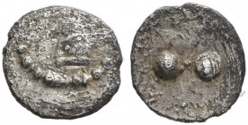 SICILY. Gela. Circa 480/75-475/70 BC. Hexas - Dionkion (Silver, 5 mm, 0.05 g). Head of a horse to left. Rev. Two pellets (mark of value). HGC 2, 377 c...