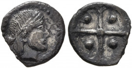SICILY. Syracuse. Second Democracy, 466-405 BC. Pentonkion (Silver, 8 mm, 0.26 g), a contemporary imitation. Head of Arethusa to right, wearing pearl ...