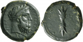SICILY. Syracuse. Timoleon and the Third Democracy, 344-317 BC. Hemidrachm (Bronze, 25 mm, 15.25 g, 11 h), circa 344-339/8. ZEYΣ EΛEYΘEPIOΣ Laureate h...