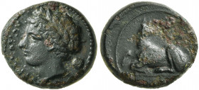 SICILY. Syracuse. Agathokles, 317-289 BC. AE (Bronze, 12 mm, 1.78 g, 12 h), circa 317-310. ΣYPAKOΣIΩN Laureate head of Apollo to left; behind, astraga...