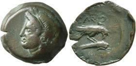 SKYTHIA. Olbia. Circa 400-350 BC. AE (Bronze, 20 mm, 5.15 g, 7 h). Head of Demeter to left, wearing wreath of grain ears. Rev. ΟΛΒΙΟ Eagle on dolphin ...