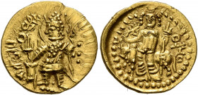 INDIA, Kushan Empire. Vasudeva I, circa 192-225. 1/4 Dinar (Gold, 14 mm, 1.94 g, 12 h), a Kushano-Sasanian imitation in the name of Vasudeva I, uncert...