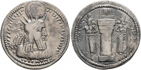 SASANIAN KINGS. Bahram I, 273-276. Drachm (Silver, 24 mm, 4.07 g, 4 h), Style B. MZDYSN BGY WRHR'N MRKAN MRKA 'YR'N W 'NYR'N MNW CTRY MN YZD'N ('Worsh...