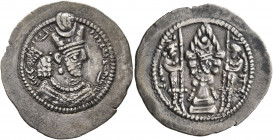 SASANIAN KINGS. Bahram V, 420-438. Drachm (Silver, 30 mm, 4.06 g, 3 h), AY (Eran-Khwarrah-Shapur). MZDYSN BGY WLHL'N MLKAn MLKA ('Worshipper of Lord M...