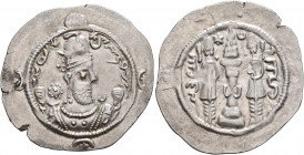 SASANIAN KINGS. Hormizd IV, 579-590. Drachm (Silver, 31 mm, 4.12 g, 3 h), WYHC (the Treasury mint), RY 11 = AD 589. Draped bust of Hormizd IV to right...
