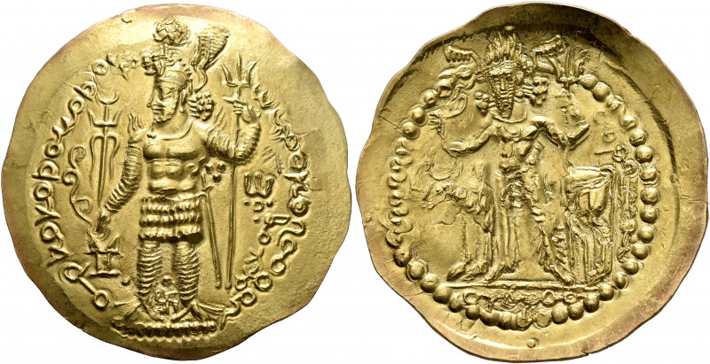 KUSHANO-SASANIANS. Peroz I, circa 245-270. Dinar (Gold, 31 mm, 8.00 g, 11 h), Ba...