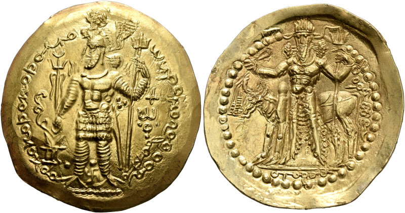 KUSHANO-SASANIANS. Peroz I, circa 245-270. Dinar (Gold, 31 mm, 7.95 g, 11 h), Ba...