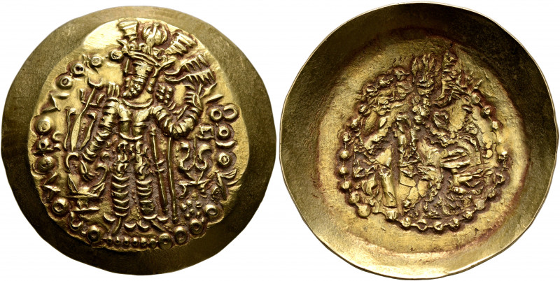 KUSHANO-SASANIANS. Bahram III (Kidara), circa 350-?. Dinar (Gold, 33 mm, 7.67 g)...