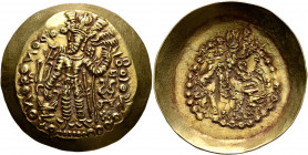 KUSHANO-SASANIANS. Bahram III (Kidara), circa 350-?. Dinar (Gold, 33 mm, 7.67 g), struck by Kidara in the name of Bahram III , Balkh. 'BAΓO OAPAYPANO ...