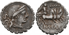C. Naevius Balbus, 79 BC. Denarius (Silver, 19 mm, 3.64 g, 3 h), Rome. Diademed head of Venus to right, wearing earring and pearl necklace; behind, S•...