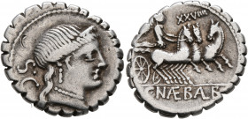 C. Naevius Balbus, 79 BC. Denarius (Silver, 19 mm, 3.68 g, 7 h), Rome. Diademed head of Venus to right, wearing earring and pearl necklace; behind, S•...