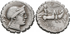 C. Naevius Balbus, 79 BC. Denarius (Silver, 18 mm, 4.14 g, 5 h), Rome. Diademed head of Venus to right, wearing earring and pearl necklace; behind, S•...