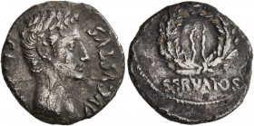 Augustus, 27 BC-AD 14. Denarius (Silver, 18 mm, 2.59 g, 8 h), uncertain mint in Spain (Colonia Patricia?), 19 BC. CAESAR AVGVSTVS Bare head of Augustu...
