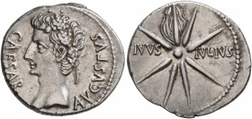 Augustus, 27 BC-AD 14. Denarius (Silver, 20 mm, 3.92 g, 6 h), uncertain mint in Spain (Colonia Patricia?), circa 19-18 BC. CAESAR AVGVSTVS Head of Aug...