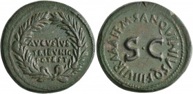 Augustus, 27 BC-AD 14. Dupondius (Orichalcum, 28 mm, 13.73 g, 2 h), Rome, M. Sanquinius, moneyer, 17 BC. AVGVSTVS / TRIBVNIC / POTEST in three lines w...