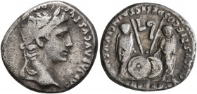 Augustus, 27 BC-AD 14. Denarius (Silver, 18 mm, 3.79 g, 7 h), Lugdunum, 2 BC-AD 4. CAESAR AVGVSTVS DI[VI F PATER PATRIAE] Laureate head of Augustus to...
