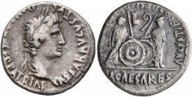 Augustus, 27 BC-AD 14. Denarius (Silver, 19 mm, 3.76 g, 10 h), Lugdunum, 2 BC-AD 4. CAESAR AVGVSTVS [DIVI F PATE]R PATRIAE Laureate head of Augustus t...