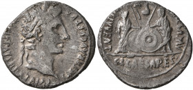 Augustus, 27 BC-AD 14. Denarius (Silver, 19 mm, 3.59 g, 5 h), Lugdunum, 2 BC-AD 4. CAESAR AVGVSTVS DIVI F PATER PATRIAE Laureate head of Augustus to r...
