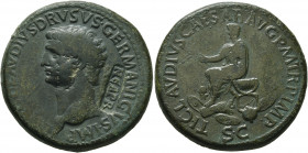 Nero Claudius Drusus, died 9 BC. Sestertius (Orichalcum, 35 mm, 29.22 g, 5 h), Rome, struck under Claudius, 41-50. [NE]RO CLAVDIVS•DRVSVS•GERMANICVS•I...