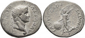Civil Wars, 68-69. Denarius (Silver, 19 mm, 3.44 g, 6 h), uncertain mint in Spain. DIVVS AVGVSTVS Radiate head of Divus Augustus to right, small globe...