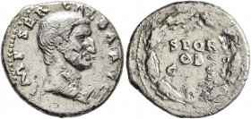 Galba, 68-69. Denarius (Silver, 19 mm, 3.41 g, 5 h), Rome, July 68-15 January 69. IMP SER GALBA AVG Bare head of Galba to right. Rev. S P Q R / OB / C...