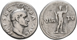Galba, 68-69. Denarius (Silver, 19 mm, 3.15 g, 6 h), Rome, circa July 68-January 69. IMP SER GALBA AVG Laureate head of Galba to right. Rev. VIR-TV[S]...