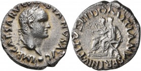 Vespasian, 69-79. Denarius (Silver, 17 mm, 3.28 g, 6 h), uncertain mint, circa 69-70. IMP CAESAR VESPASIANVS AVG• Laureate head of Vespasian to right....