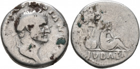 Vespasian, 69-79. Denarius (Silver, 17 mm, 3.00 g, 6 h), Rome, 69-70. [IMP CAESAR] VESPASIAN[VS AVG] Laureate head of Vespasian to right. Rev. IVDAEA ...