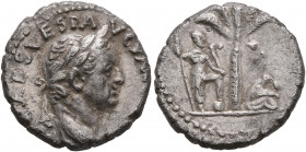 Vespasian, 69-79. Denarius (Silver, 16 mm, 3.07 g, 6 h), Antiochia, 72-73. [IMP] CAES VESP AVG P M [COS IIII] Laureate head of Vespasian to right. Rev...