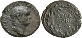 Vespasian, 69-79. Semis (Orichalcum, 19 mm, 4.64 g, 11 h), uncertain eastern mint (Ephesos?), 77-78. [IMP CAESAR] VESPASIAN AVGVST Laureate head of Ve...
