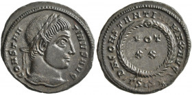 Constantine I, 307/310-337. Follis (Silver, 19 mm, 3.59 g, 12 h), Siscia, 320. CONSTANTINVS AVG Laureate head of Constantine I to right. Rev. D N CONS...