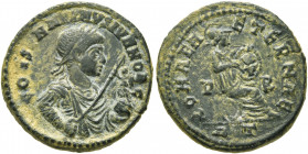 Constantine II, as Caesar, 316-337. Follis (Bronze, 18 mm, 2.74 g, 6 h), Rome, 318-319. CONSTANTINVS IVN NOB C Laureate, draped and cuirassed bust of ...