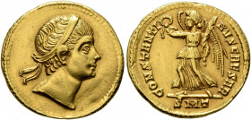 Constantine II, as Caesar, 316-337. Solidus (Gold, 19 mm, 4.36 g, 6 h), Ticinum, early 326. Diademed head of Constantine II to right. Rev. CONSTANTI-N...