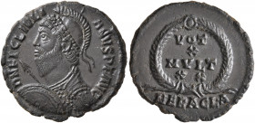 Julian II, 360-363. Follis (Bronze, 20 mm, 3.35 g, 12 h), Heraclea, 361-363. D N FL CL IVLI-ANVS P F AVG Pearl-diademed, cuirassed and helmeted bust o...