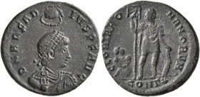 Arcadius, 383-408. Follis (Bronze, 22 mm, 4.47 g, 12 h), Constantinopolis, 378-383. D N ARCAD-IVS P F AVG Pearl-diademed, draped and cuirassed bust of...